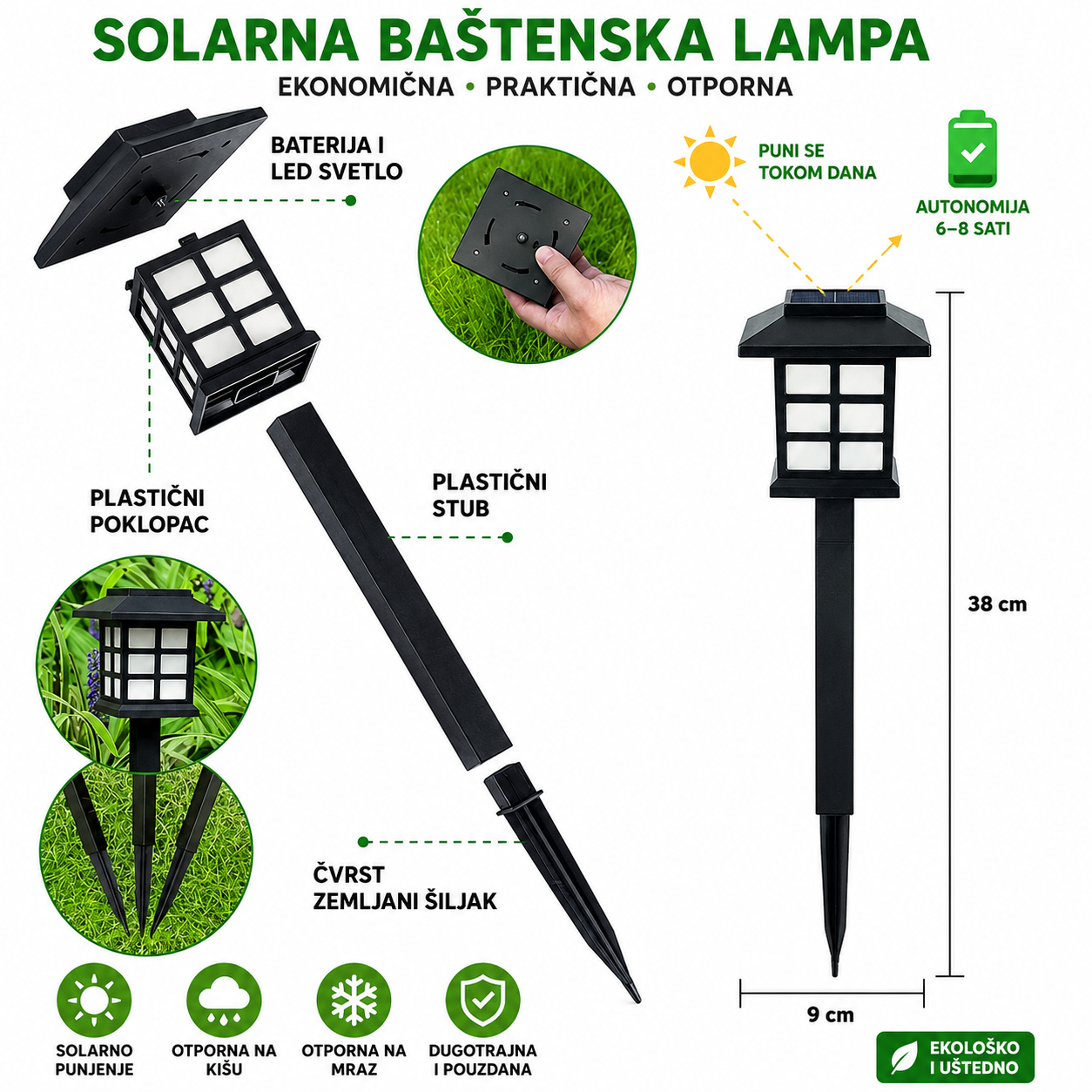 Solarne LED Lampe za Dvorište 3 + 3 Gratis – Luksuzno Osvetljenje