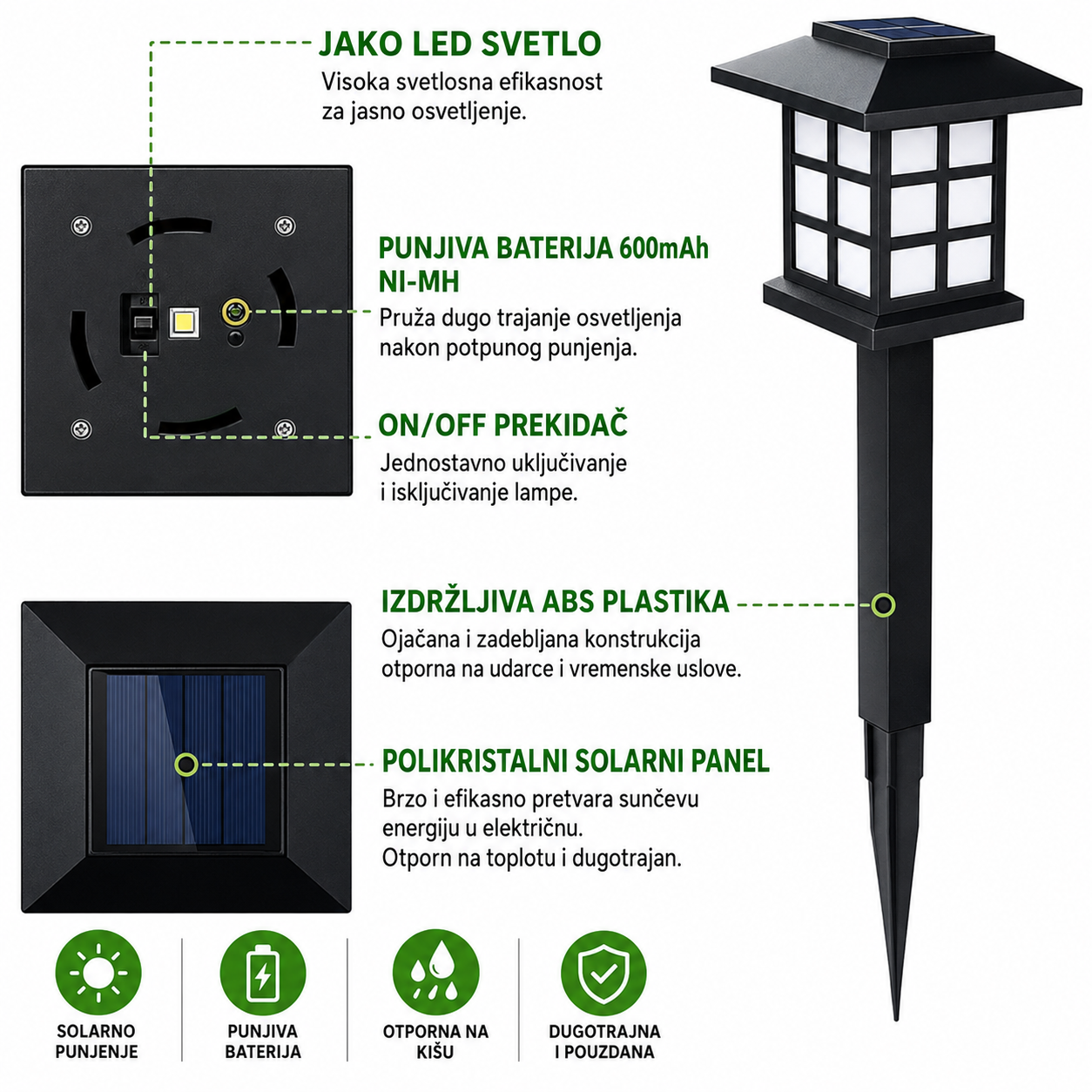 Solarne LED Lampe za Dvorište 3 + 3 Gratis – Luksuzno Osvetljenje